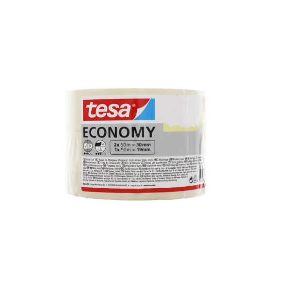 tesa ECONOMY universelles Malerband 3er Pack je 50m Lösungsmittelfrei für den Innenbereich