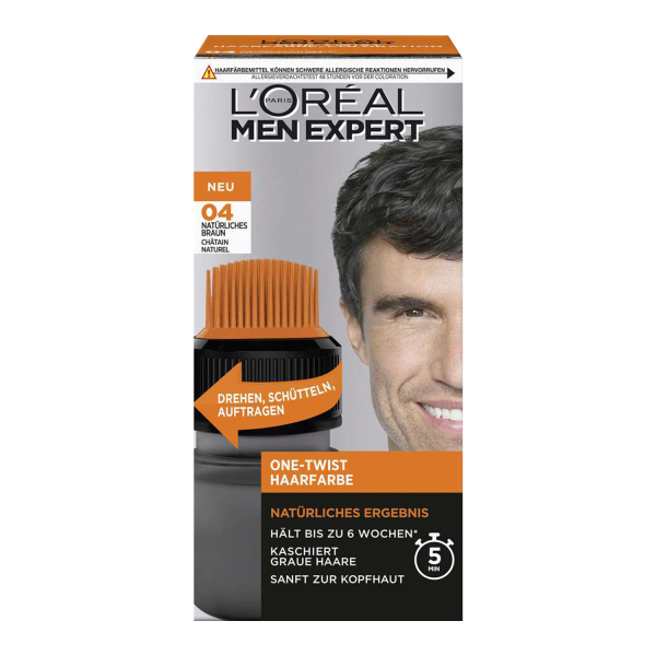 L\'Oreal Men Expert One Twist Haarfarbe 04 Natürliches Braun für Männer 100% Grauhaarabdeckung