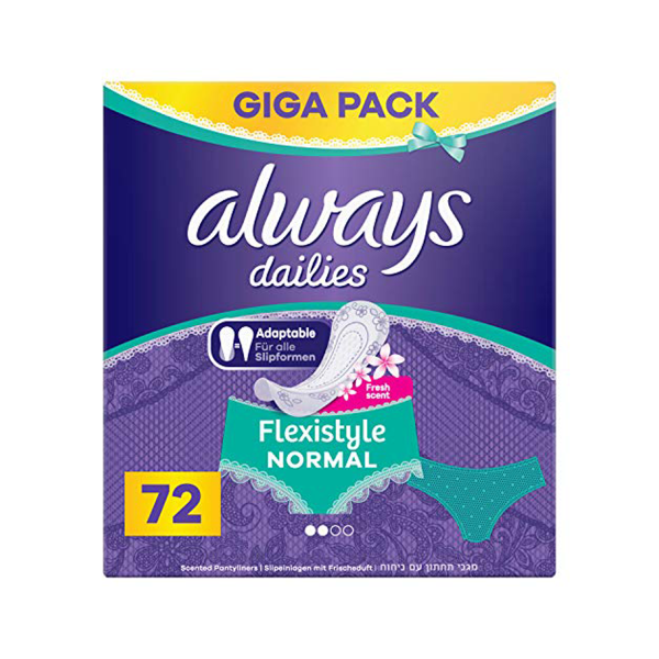 Always Dailies 72 Slipeinlagen Flexistyle Fresh Normal Giga Pack mit dezentem Duft