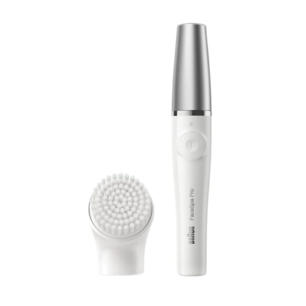 Braun FaceSpa Pro Beauty Set SE910 Gesichtsepilierer & Reinigungsbürste Weiss / Silber