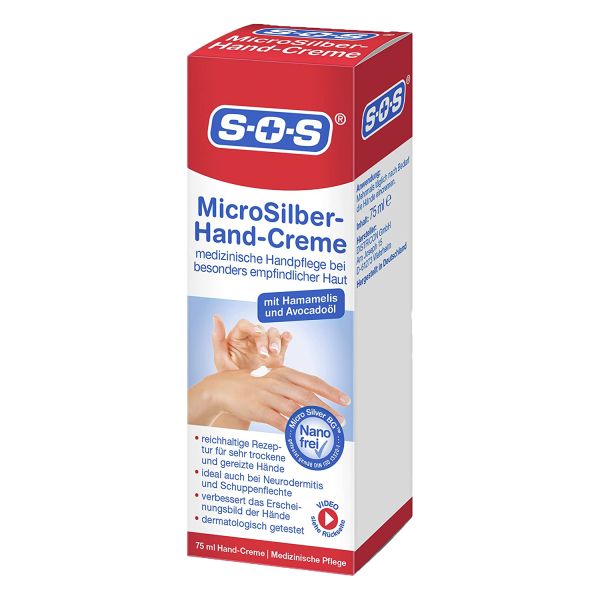 SOS MicroSilber Handcreme 75 ml für sehr trockene und gereizte Hände mit Panthenol