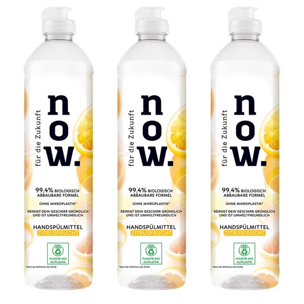 3 x für die Zukunft NOW Spülmittel Zitrusfrucht je 550ml ohne Microplastik vegan Handspülmittel
