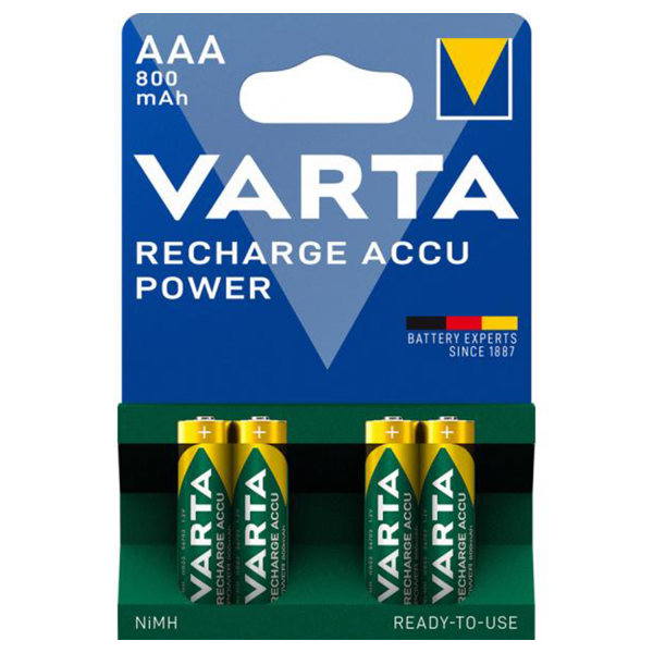 VARTA Ready 2Use AAA Micro Akku 800mAh 4er Blister Vorgeladen Battery HR03