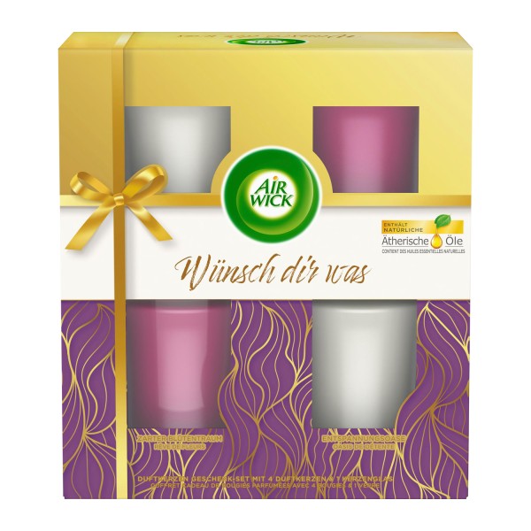Air Wick Kerzen Geschenkset 4 x 51g Zarter Blütentraum & Entspannungsoase