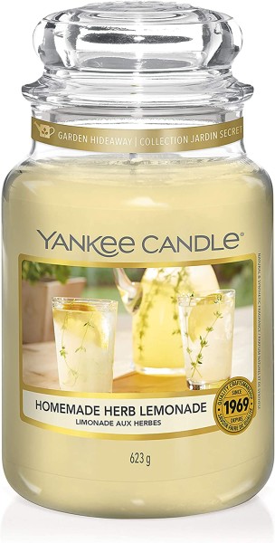 Yankee Candle Homemade Herb Lemonade Duftkerze Groß Spritziger Frischer Duft Brennt bis zu 150 Std
