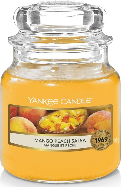 Yankee Candle Mango Peach Salsa Duftkerze im Glas Klein 104g Brenndauer bis zu 30 Stunden