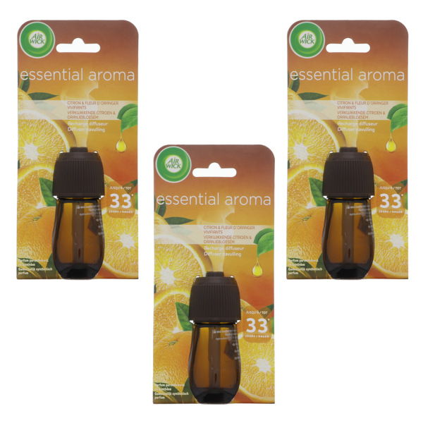 3 x Air Wick Essential Mist Aroma Öl Lemon & Orange Diffuser Nachfüllpack je 15ml Duftöl